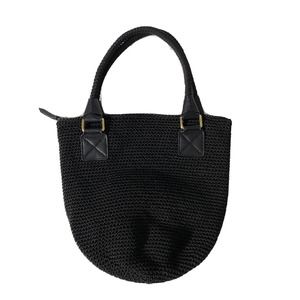 The Sak Crochet Knit Bag Black Bucket Zip Top Handbag Purse Satchel Hobo